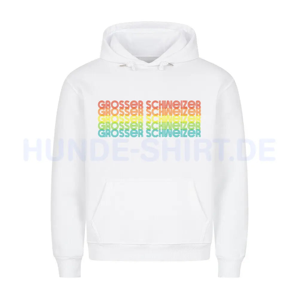 Premium Hoodie "Großer Schweizer - RETRO" Weiß – hunde-shirt.de