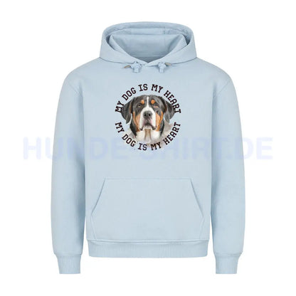 Premium Hoodie "Großer Schweizer Sennenhund HEART" Babyblau – hunde-shirt.de