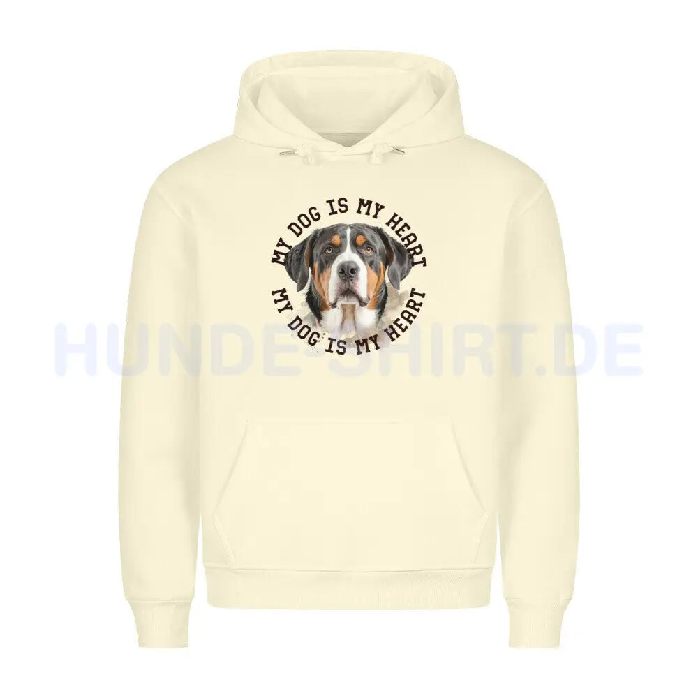 Premium Hoodie "Großer Schweizer Sennenhund HEART" Beige – hunde-shirt.de