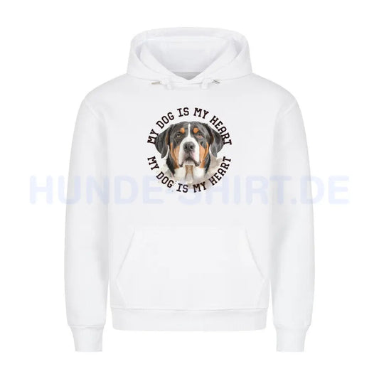 Premium Hoodie "Großer Schweizer Sennenhund HEART" Weiß – hunde-shirt.de