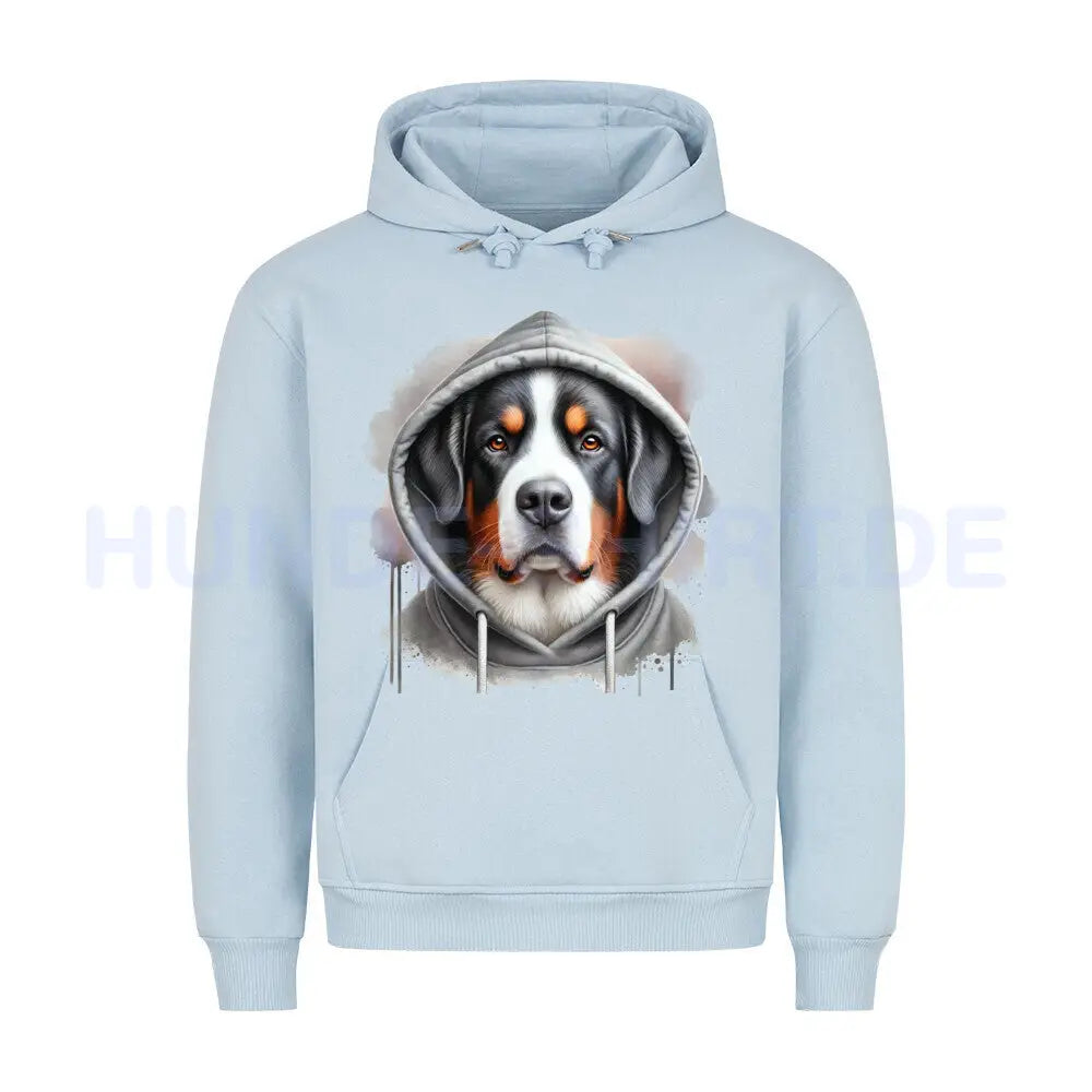 Premium Hoodie "Großer Schweizer Sennenhund Hooded" Babyblau – hunde-shirt.de