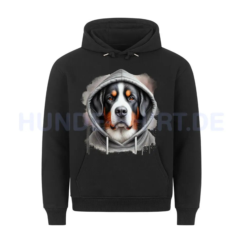 Premium Hoodie "Großer Schweizer Sennenhund Hooded" Schwarz – hunde-shirt.de