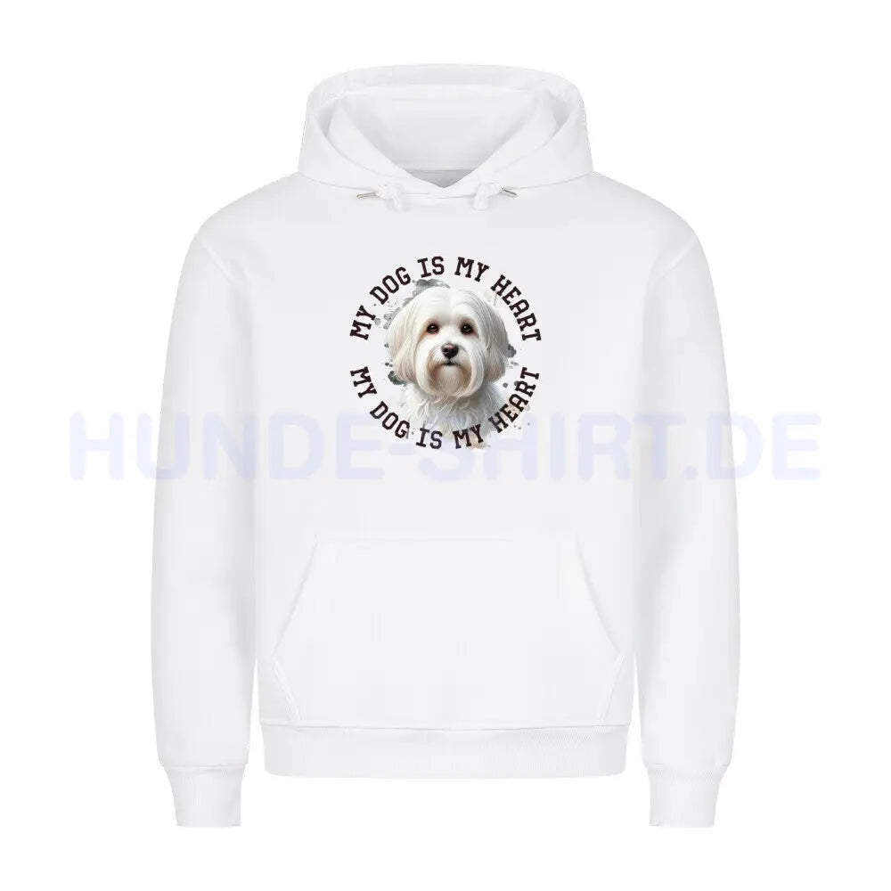 Premium Hoodie "Havaneser HEART 3" Weiß – hunde-shirt.de