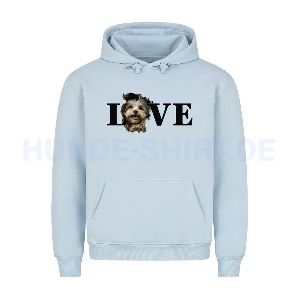 Premium Hoodie "Havaneser LOVE" Babyblau – hunde-shirt.de