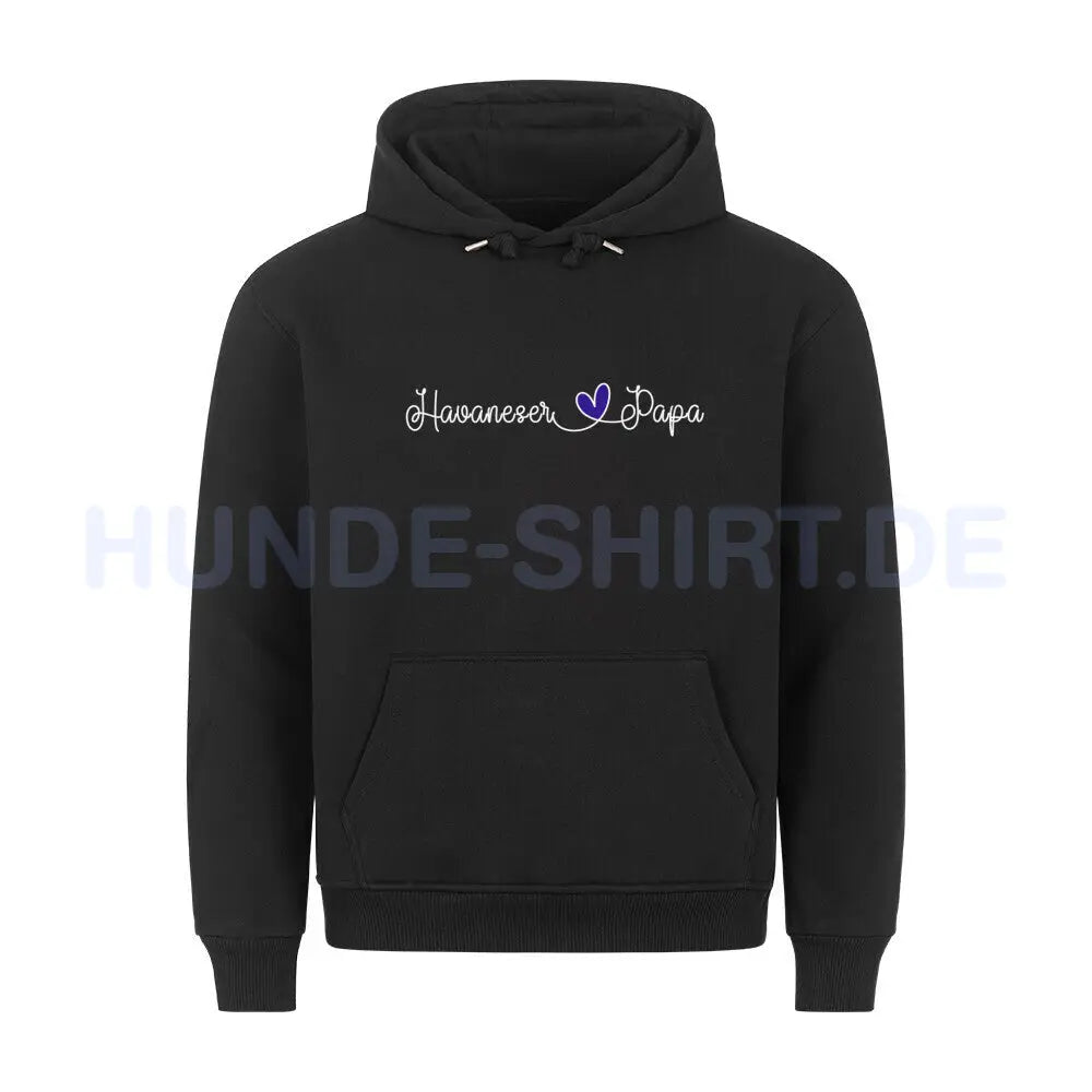 Premium Hoodie "Havaneser - Papa" Schwarz – hunde-shirt.de