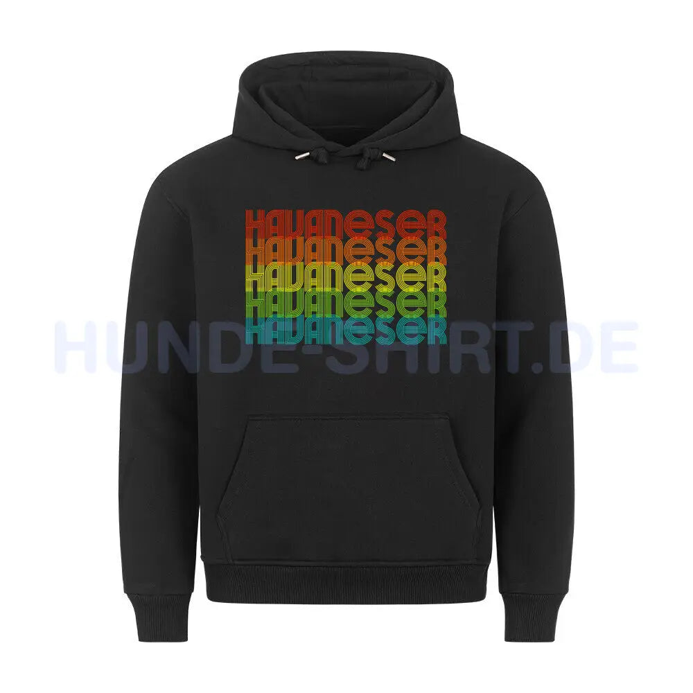 Premium Hoodie "Havaneser - RETRO" Schwarz – hunde-shirt.de