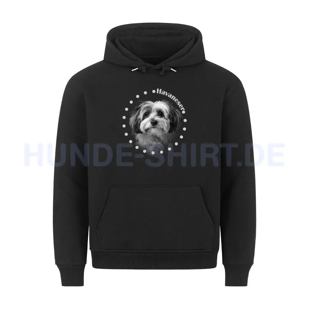 Premium Hoodie "Havaneser Rounded" Schwarz – hunde-shirt.de