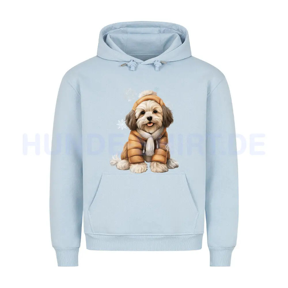 Premium Hoodie "Havaneser Winterjacke" Babyblau – hunde-shirt.de