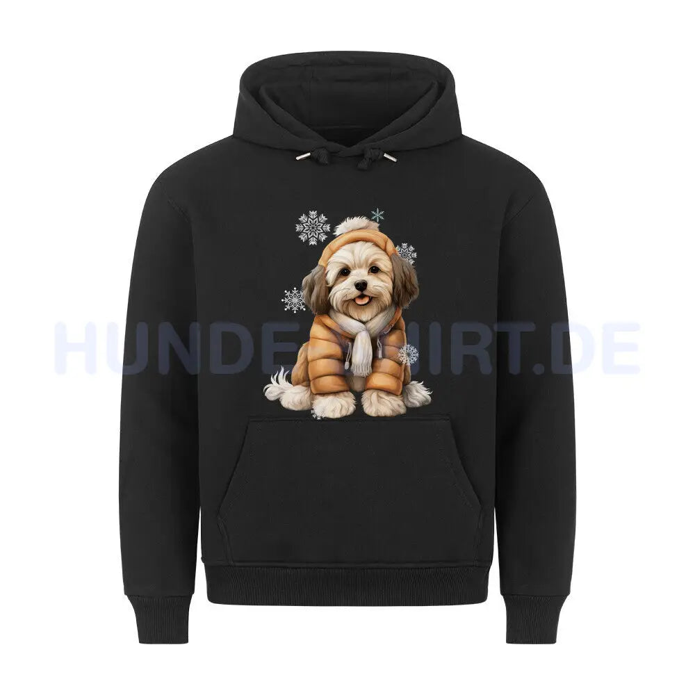 Premium Hoodie "Havaneser Winterjacke" Schwarz – hunde-shirt.de