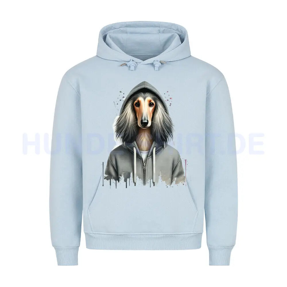 Premium Hoodie "Hooded Afghanischer Windhund" Babyblau – hunde-shirt.de