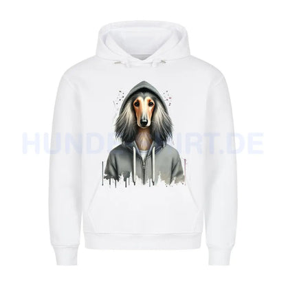 Premium Hoodie "Hooded Afghanischer Windhund" Weiß – hunde-shirt.de