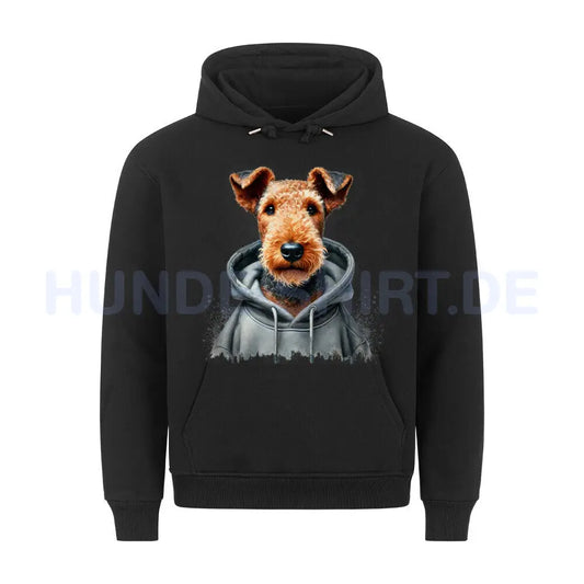 Premium Hoodie "Hooded Airedale Terrier" Schwarz – hunde-shirt.de