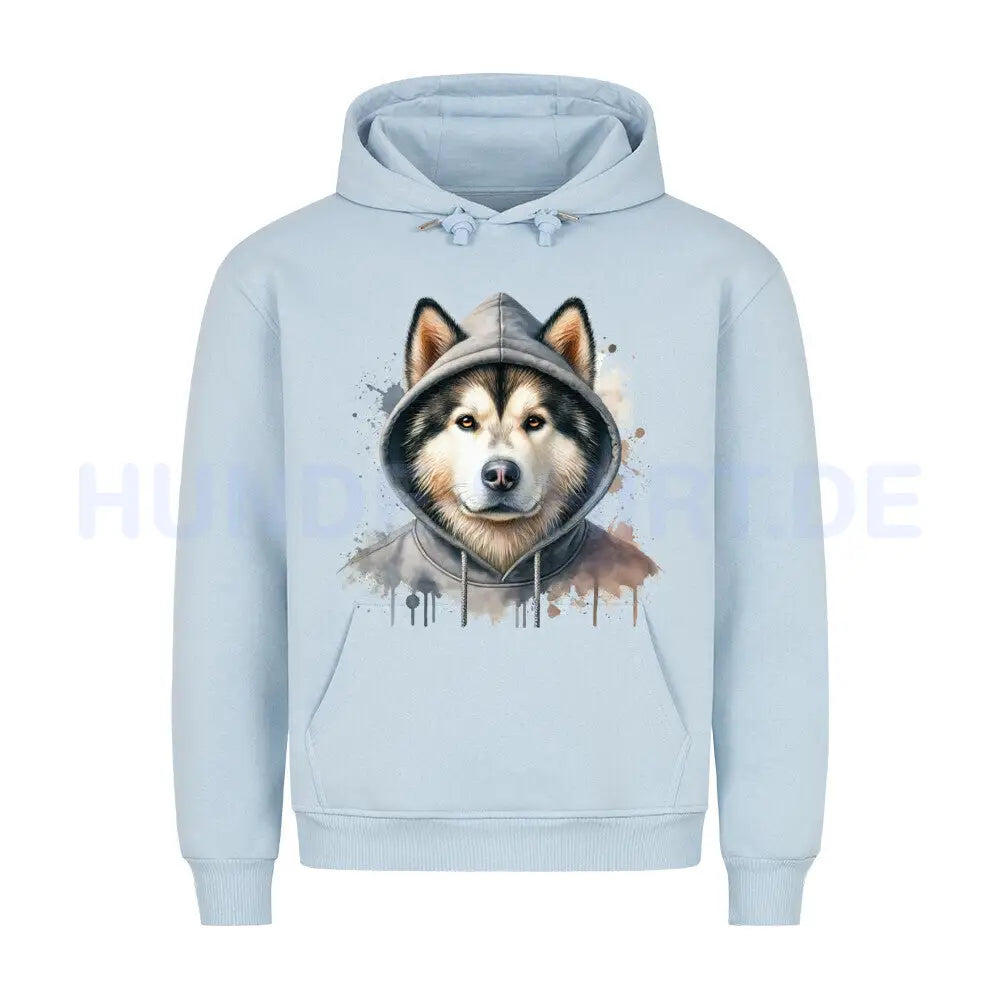 Premium Hoodie "Hooded Alaskan Malamute" Babyblau – hunde-shirt.de