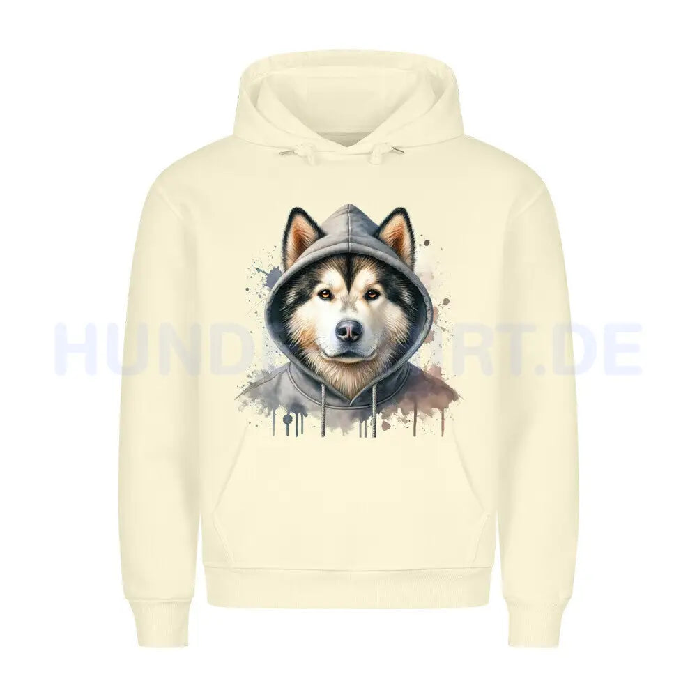 Premium Hoodie "Hooded Alaskan Malamute" Beige – hunde-shirt.de