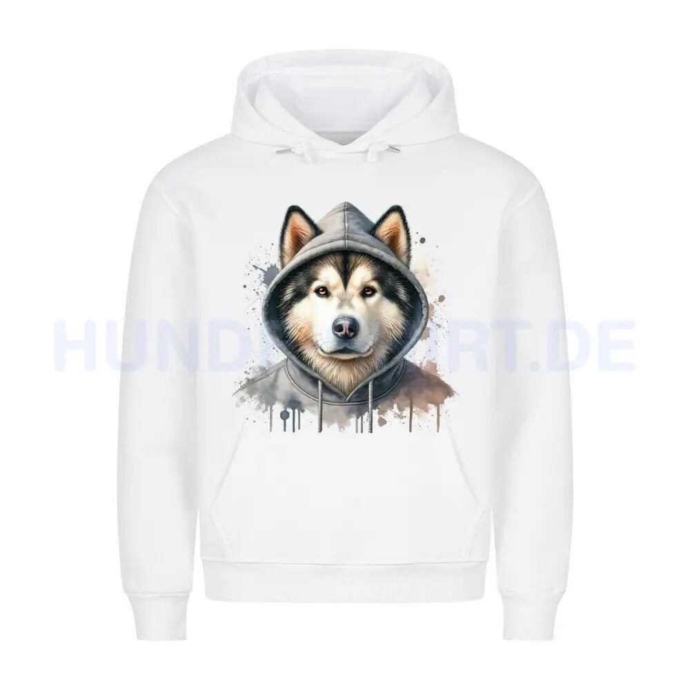 Premium Hoodie "Hooded Alaskan Malamute" Weiß – hunde-shirt.de