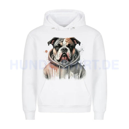 Premium Hoodie "Hooded American Bulldog" Weiß – hunde-shirt.de