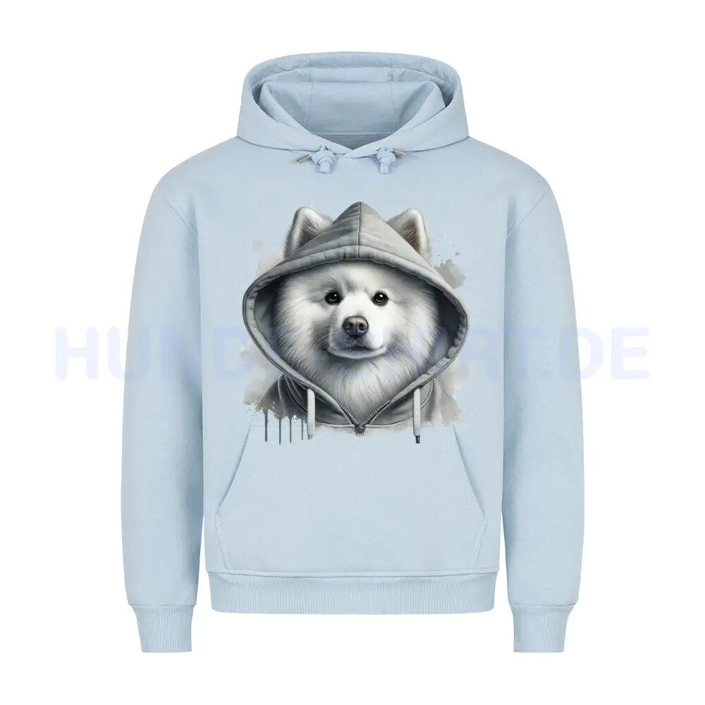 Premium Hoodie "Hooded American Eskimo" Babyblau – hunde-shirt.de