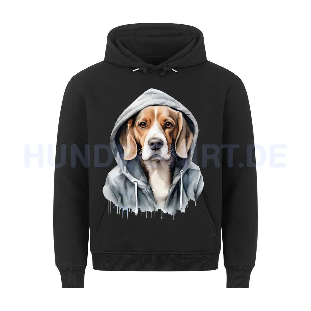 Premium Hoodie "Hooded Beagle" Schwarz – hunde-shirt.de