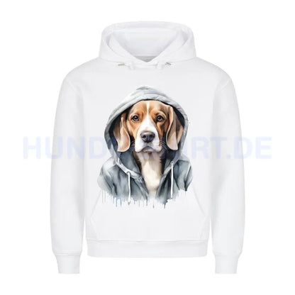 Premium Hoodie "Hooded Beagle" Weiß – hunde-shirt.de