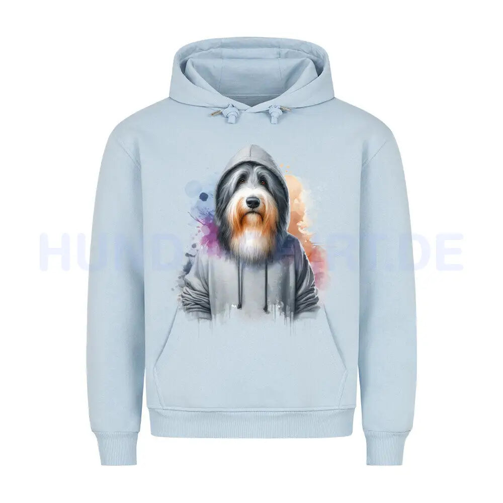 Premium Hoodie "Hooded Bearded Collie" Babyblau – hunde-shirt.de