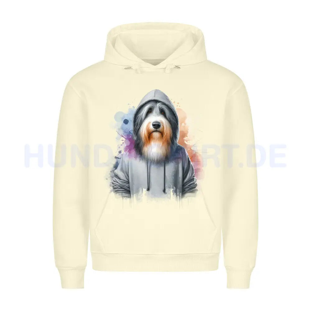 Premium Hoodie "Hooded Bearded Collie" Beige – hunde-shirt.de