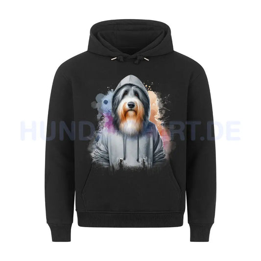 Premium Hoodie "Hooded Bearded Collie" Schwarz – hunde-shirt.de