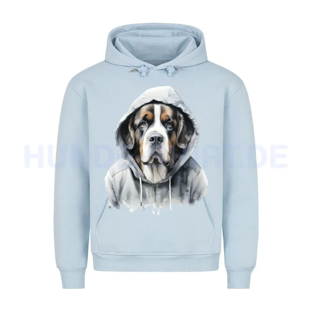 Premium Hoodie "Hooded Bernhardiner" Babyblau – hunde-shirt.de