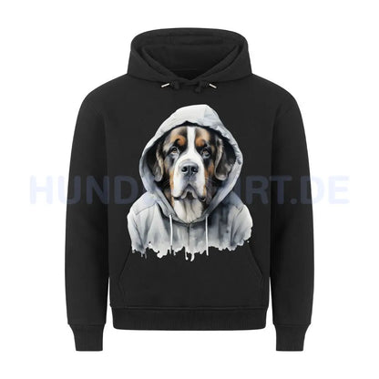 Premium Hoodie "Hooded Bernhardiner" Schwarz – hunde-shirt.de