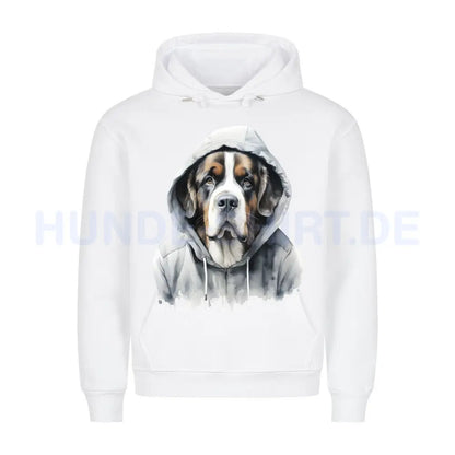 Premium Hoodie "Hooded Bernhardiner" Weiß – hunde-shirt.de