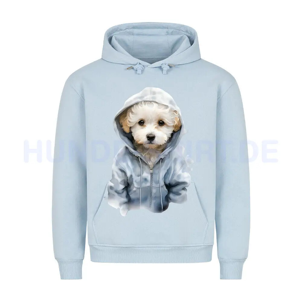 Premium Hoodie "Hooded Bichon Frisé" Babyblau – hunde-shirt.de