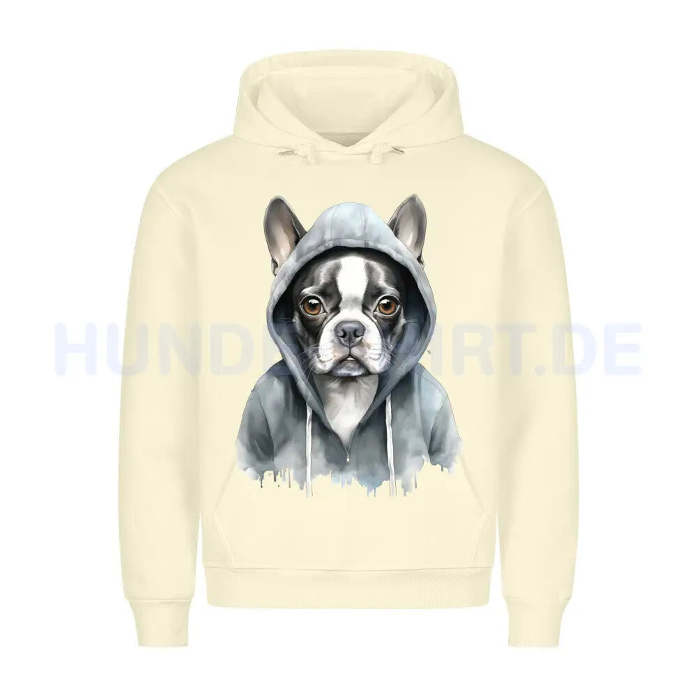 Premium Hoodie "Hooded Boston Terrier" Beige – hunde-shirt.de