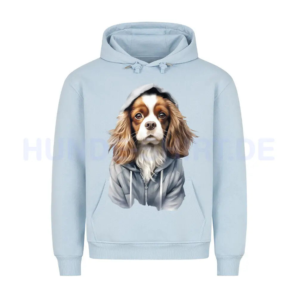 Premium Hoodie "Hooded Cavalier King Charles Spaniel" Babyblau – hunde-shirt.de