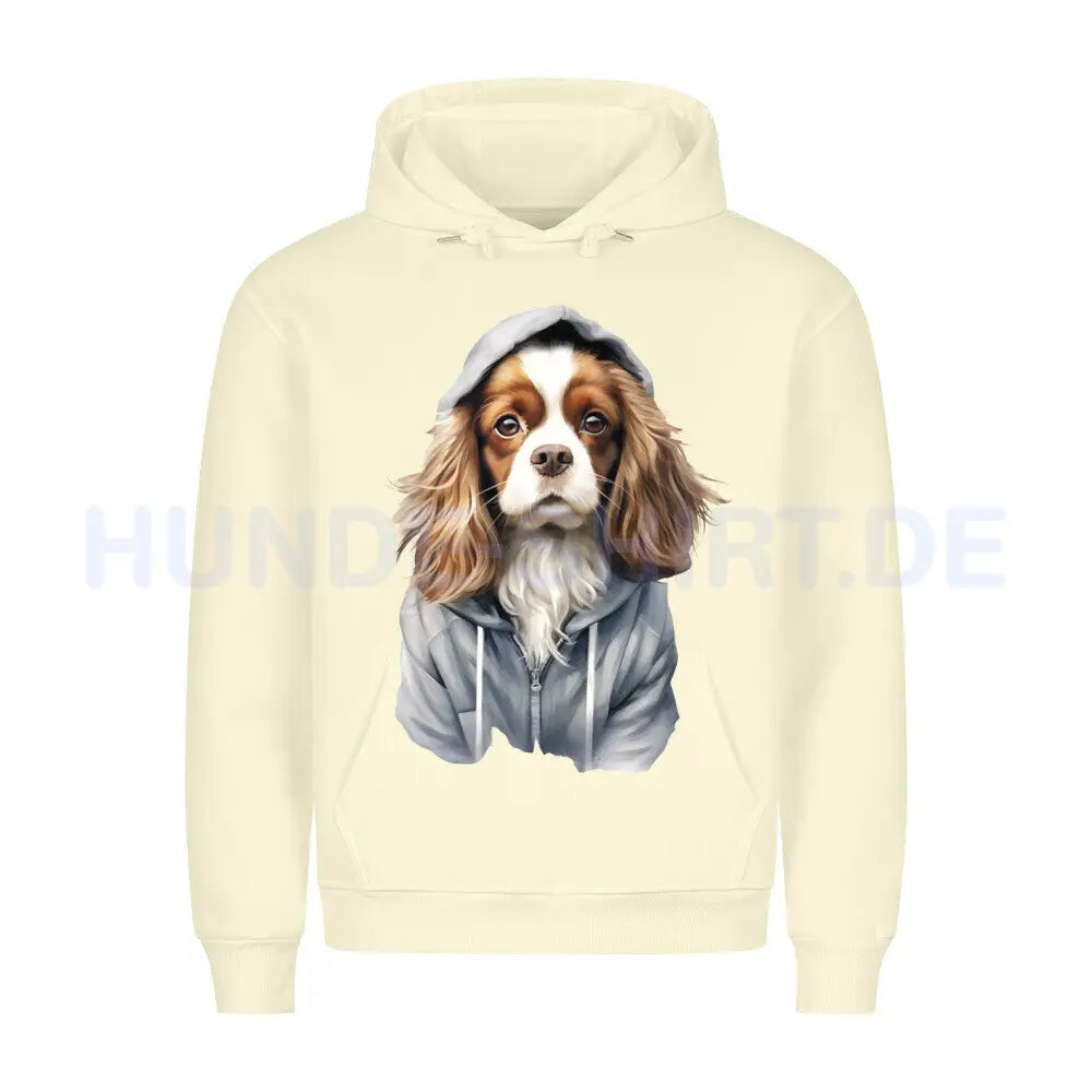 Premium Hoodie "Hooded Cavalier King Charles Spaniel" Beige – hunde-shirt.de