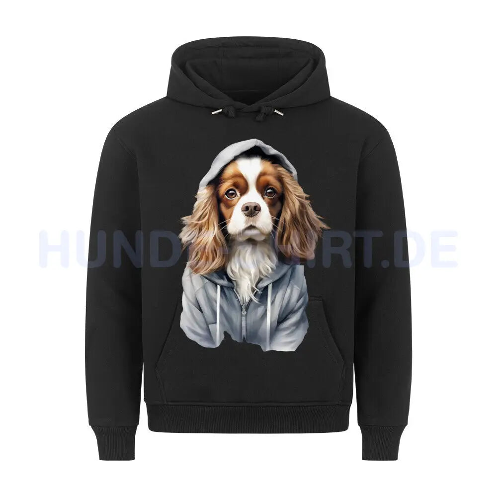 Premium Hoodie "Hooded Cavalier King Charles Spaniel" Schwarz – hunde-shirt.de