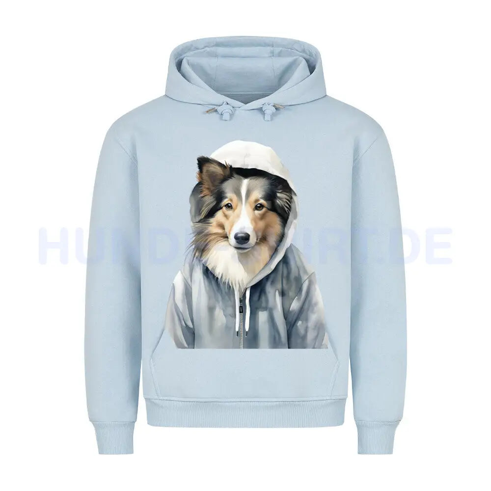 Premium Hoodie "Hooded Collie" Babyblau – hunde-shirt.de