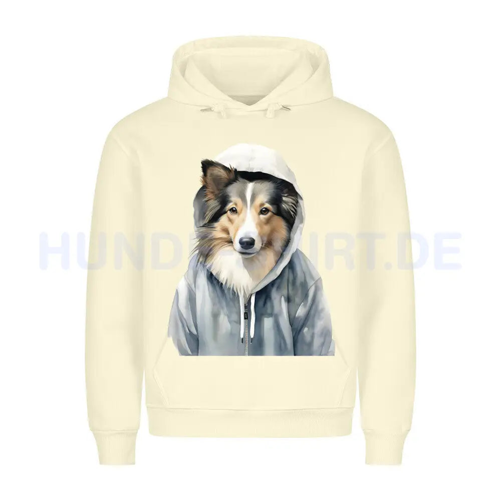 Premium Hoodie "Hooded Collie" Beige – hunde-shirt.de