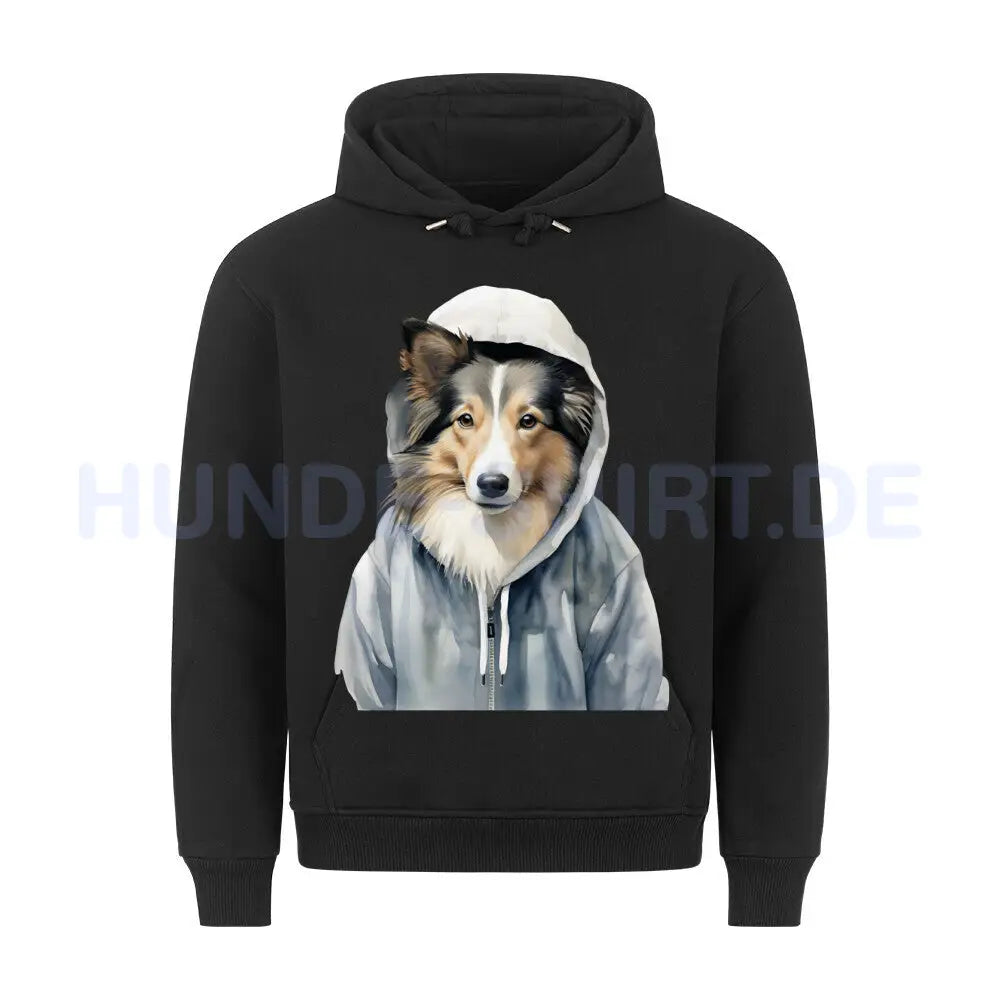 Premium Hoodie "Hooded Collie" Schwarz – hunde-shirt.de