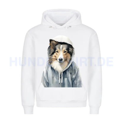 Premium Hoodie "Hooded Collie" Weiß – hunde-shirt.de