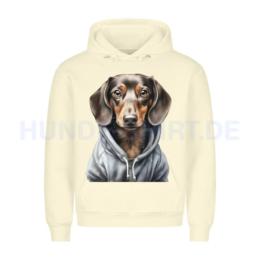 Premium Hoodie "Hooded Dackel" Beige – hunde-shirt.de