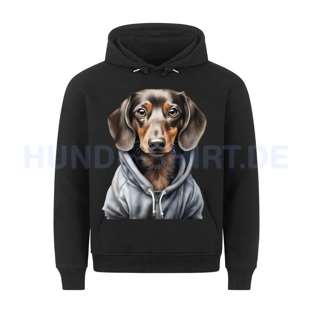 Premium Hoodie "Hooded Dackel" Schwarz – hunde-shirt.de