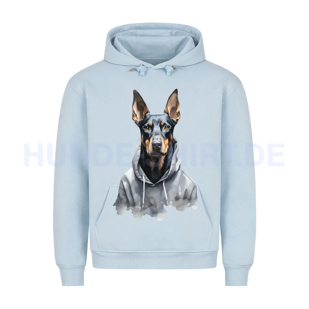 Premium Hoodie "Hooded Dobermann" Babyblau – hunde-shirt.de