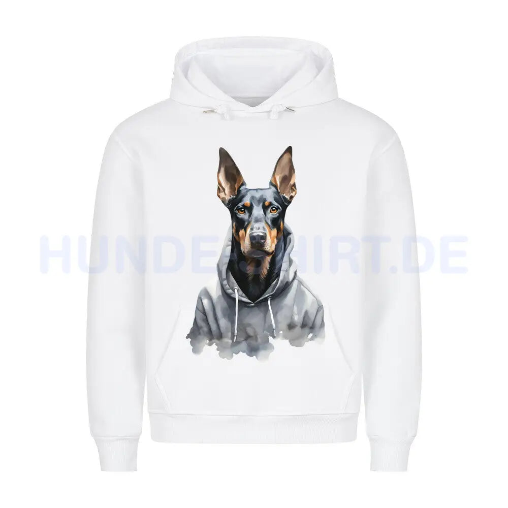 Premium Hoodie "Hooded Dobermann" Weiß – hunde-shirt.de