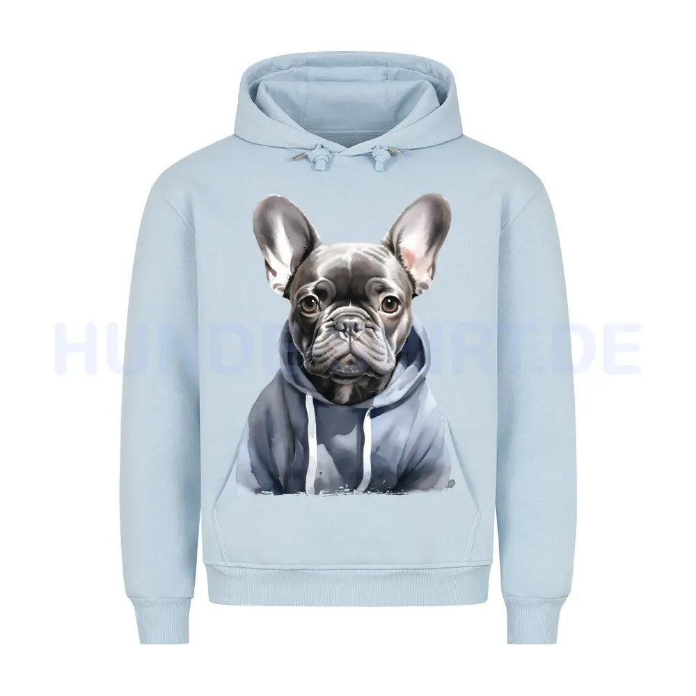 Premium Hoodie "Hooded Französische Bulldogge" Babyblau – hunde-shirt.de