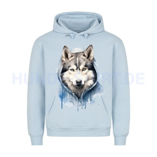 Premium Hoodie "Hooded Husky" Babyblau – hunde-shirt.de