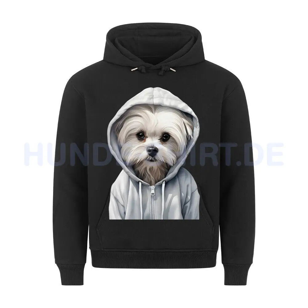 Premium Hoodie "Hooded Malteser" Schwarz – hunde-shirt.de