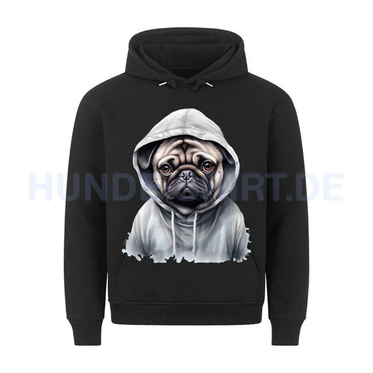 Premium Hoodie "Hooded Mops" Schwarz – hunde-shirt.de