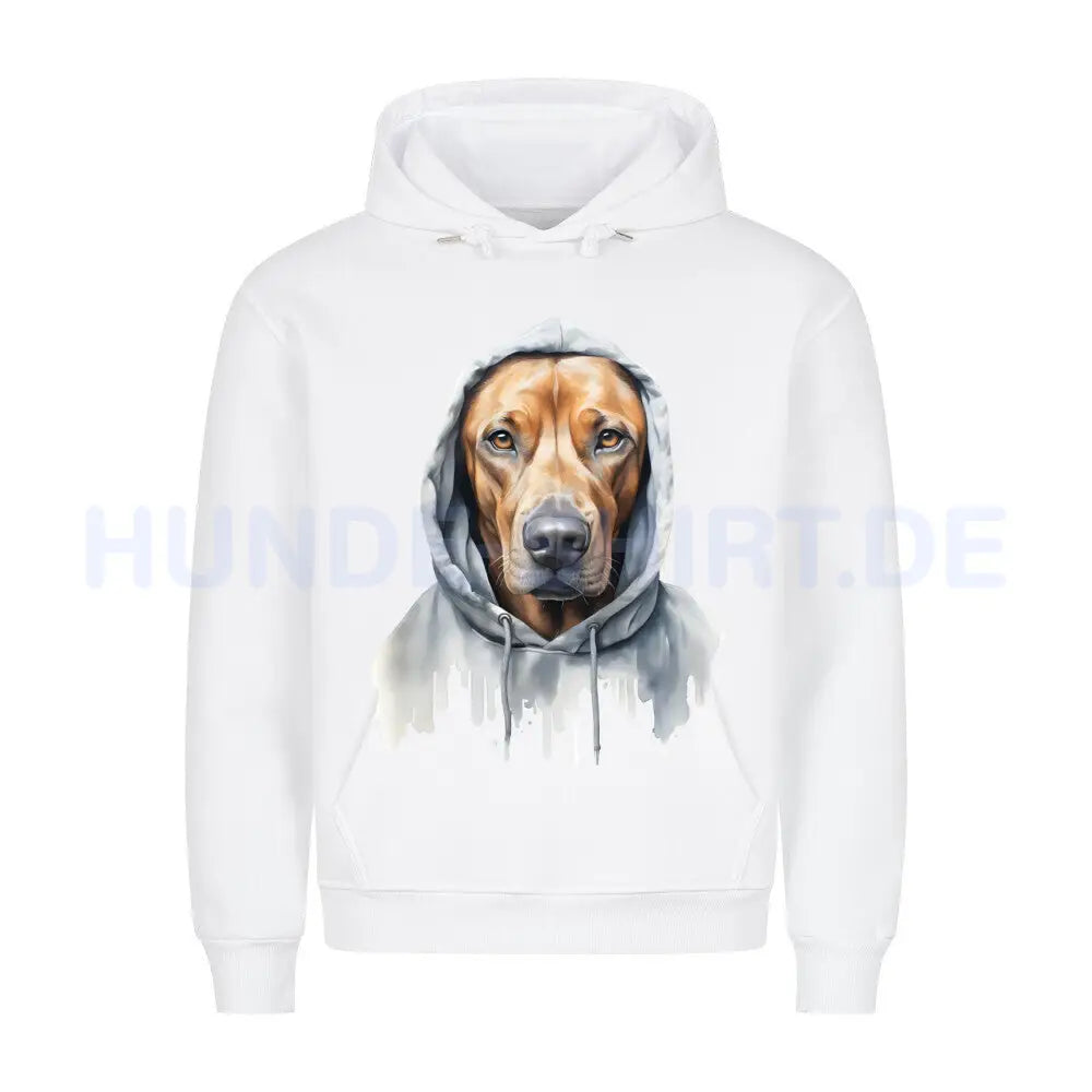 Premium Hoodie "Hooded Rhodesian Ridgeback" Weiß – hunde-shirt.de