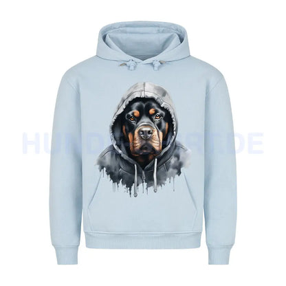 Premium Hoodie "Hooded Rottweiler" Babyblau – hunde-shirt.de