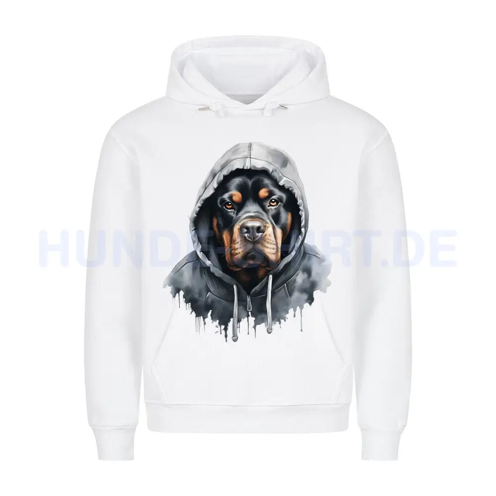 Premium Hoodie "Hooded Rottweiler" Weiß – hunde-shirt.de