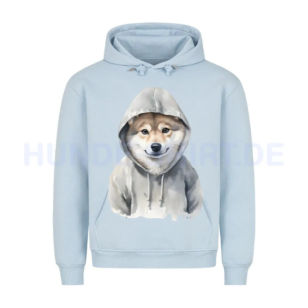 Premium Hoodie "Hooded Shiba Inu" Babyblau – hunde-shirt.de